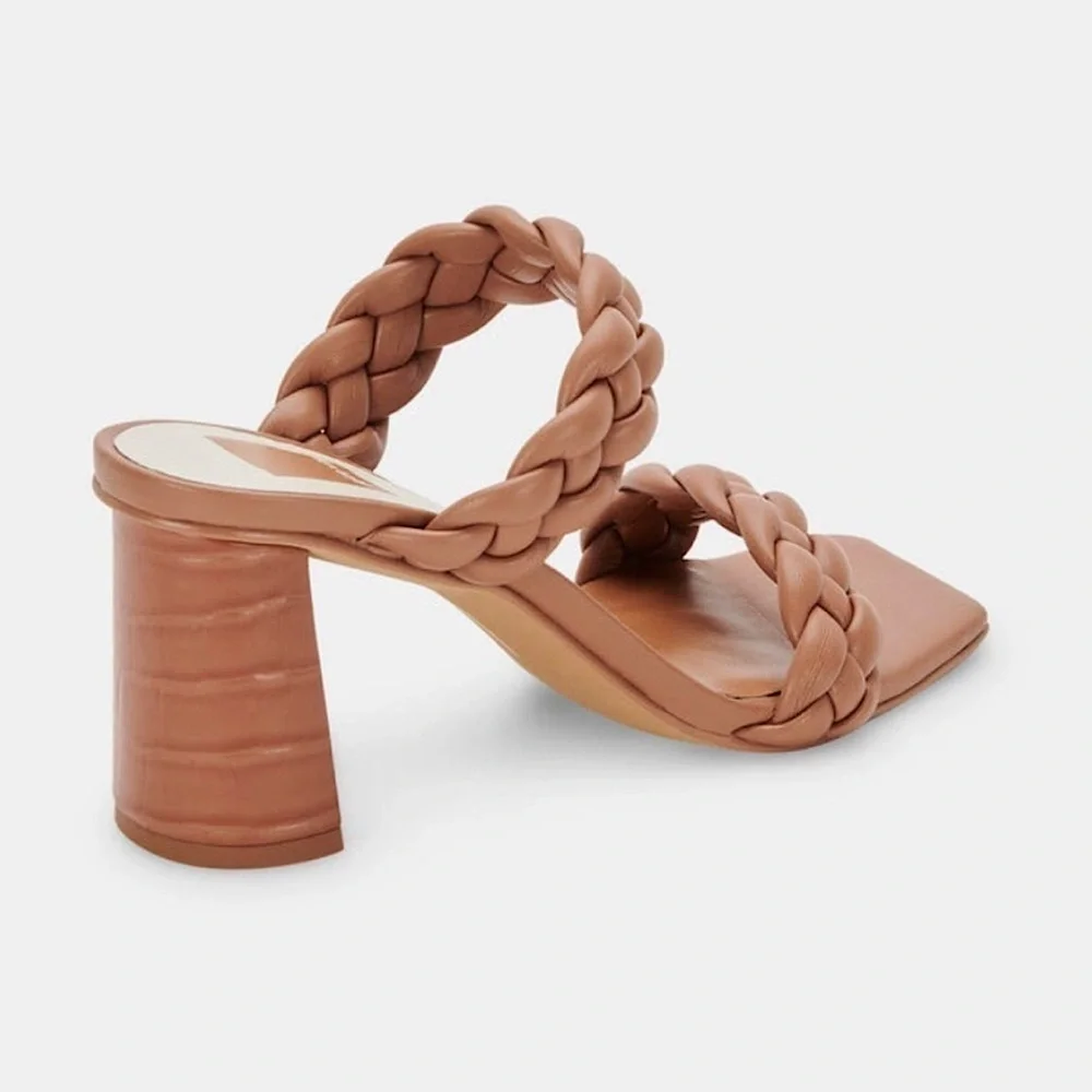 Dolce Vita Shoes Paily Braided Block Heel  Sandals Tan Size 7.5